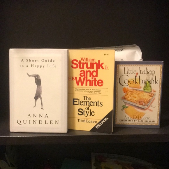 A Short Guide to a Happy Life Anna Quindlen/ Elements of Style/Italian Cookbook - Picture 1 of 4